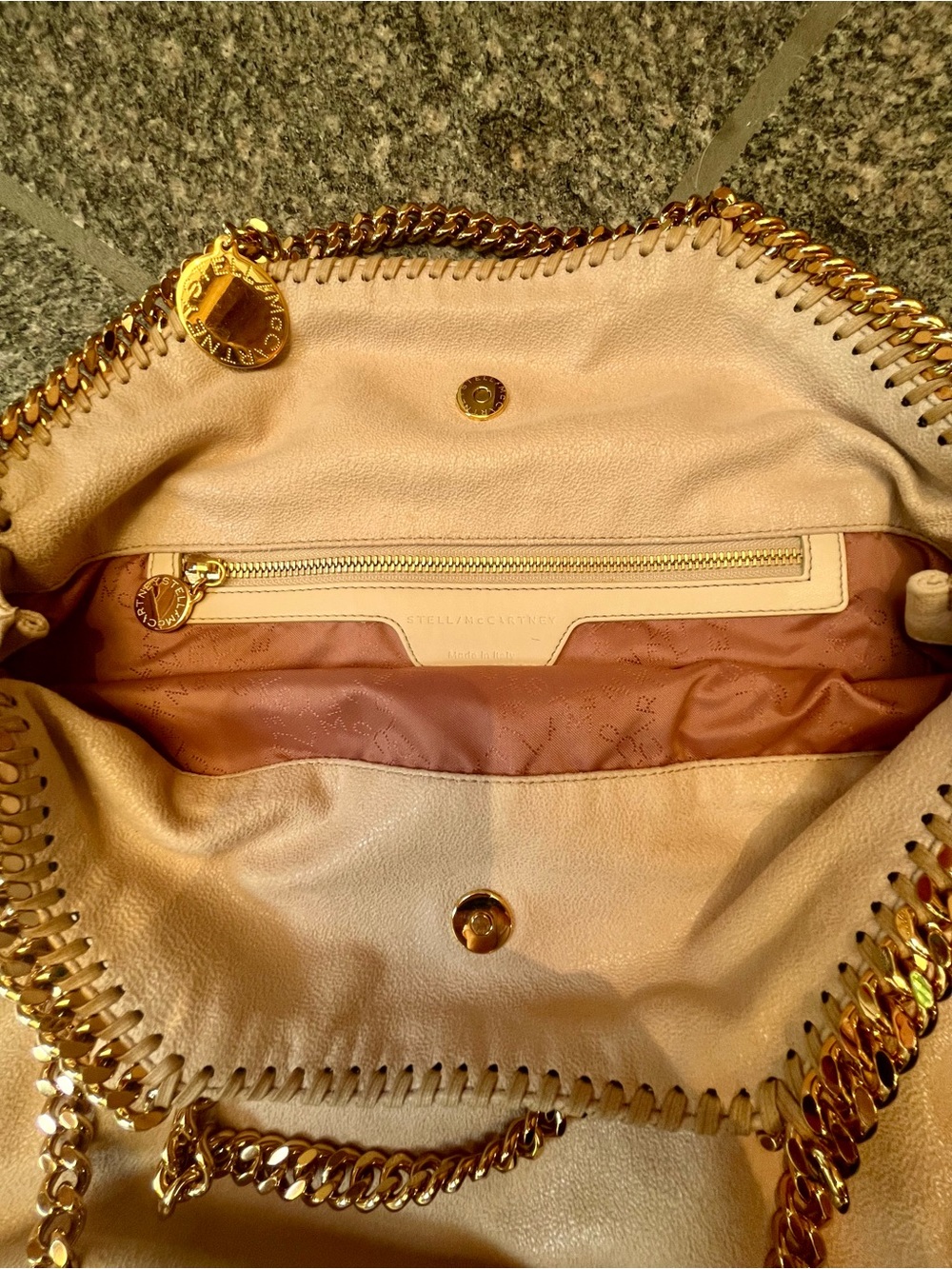 Stella McCartney Falabella Fold-Over Tote Cream Vegan with Gold - Picture 10 of 16